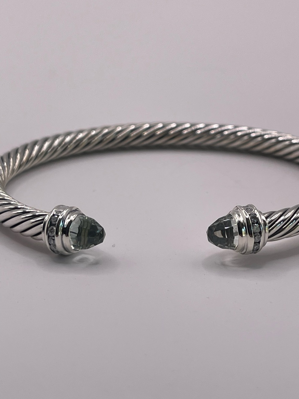 David Yurman Cable Classics 5mm Bracelet Prasiolite and Diamonds - Picture 5 of 11